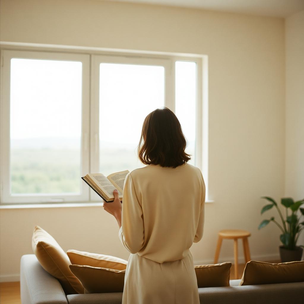 A quiet human moment by a sunlit window.